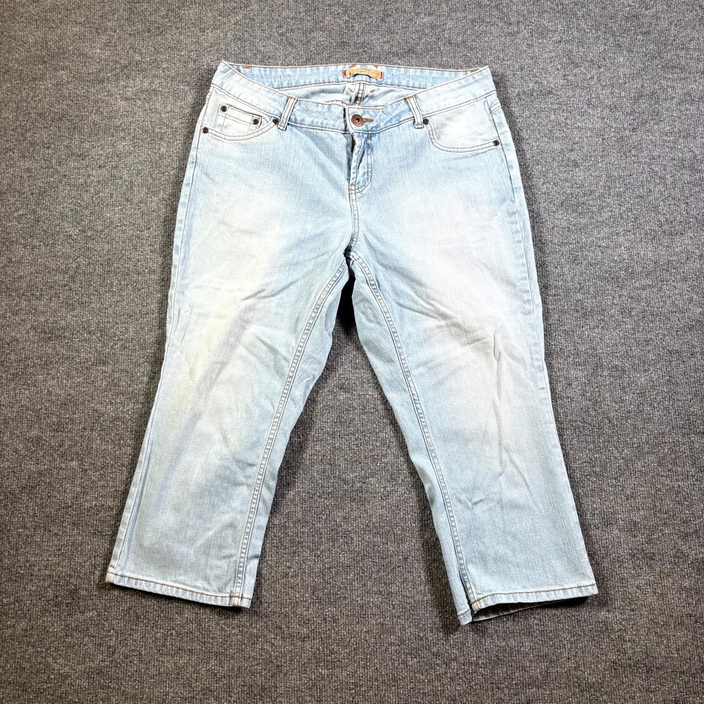LEI Life Energy Intelligence Crop Jeans Womens 16 Blue Denim Cotton Light Wash